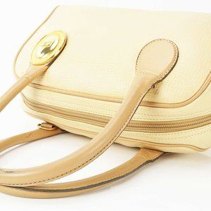 CHRISTIAN DIOR Beige Leather Boston Handbag $425